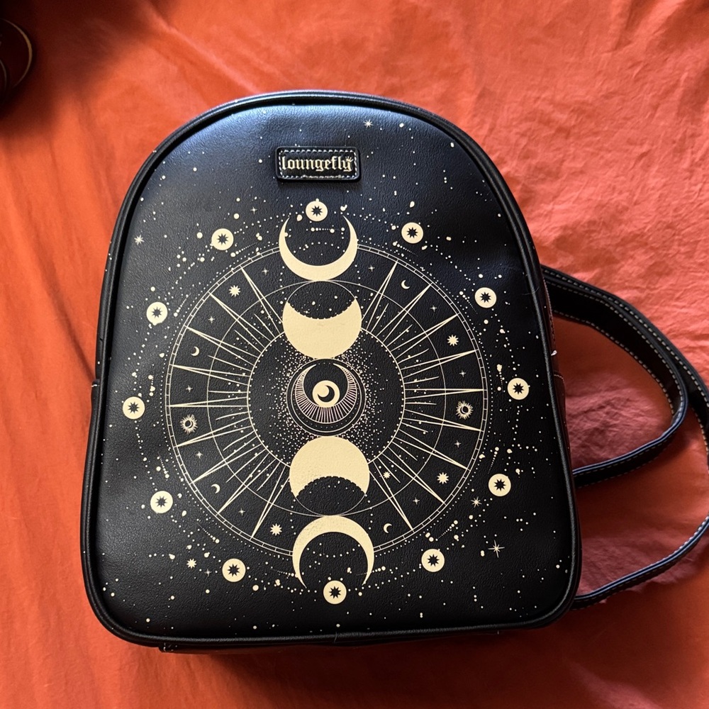 Loungefly Black and Gold Moon Phase Backpack